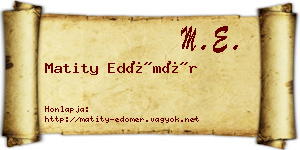 Matity Edömér névjegykártya